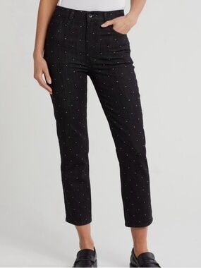 NWOT Rag & Bone Fern High-Rise Slim Jeans Black Dot Polka Dot Denim Women's 28
